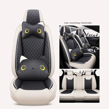 Чехлы для сидений, чехлы для автомобильных сидений в мультяшном стиле, дизайн подголовника и подушки для объятий соответствует дизайну